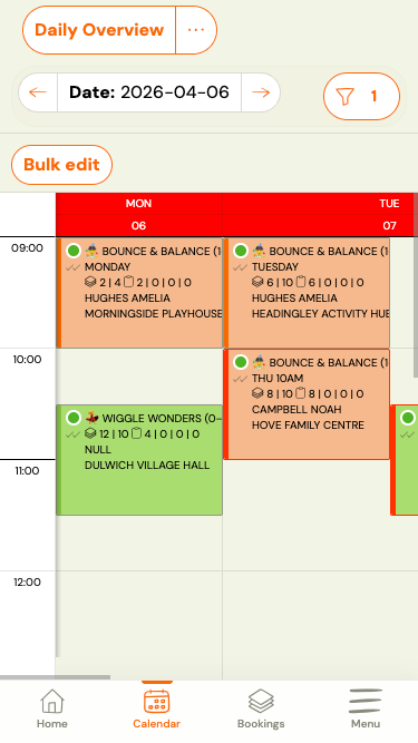 Zooza 3.8: Cleaner, Faster, Better on Mobile 13 Instructor mobile navigation — calendar